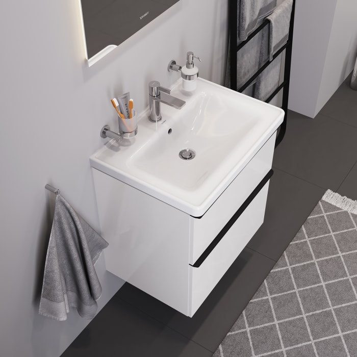 Duravit D-Neo Möbelwaschtisch 65 cm, mit 1 Hahnloch und Überlauf