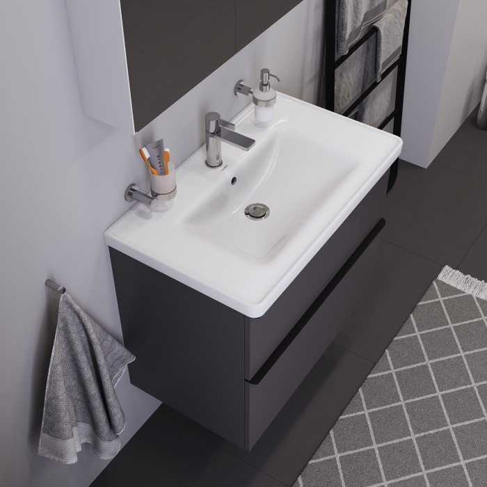 Duravit D-Neo Möbelwaschtisch 80 cm, mit 1 Hahnloch und Überlauf