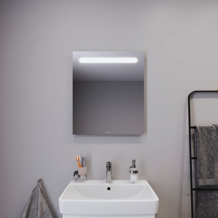 Duravit No. 1 Badezimmerspiegel mit LED Beleuchtung in Weiß Matt, 60 x 70 cm