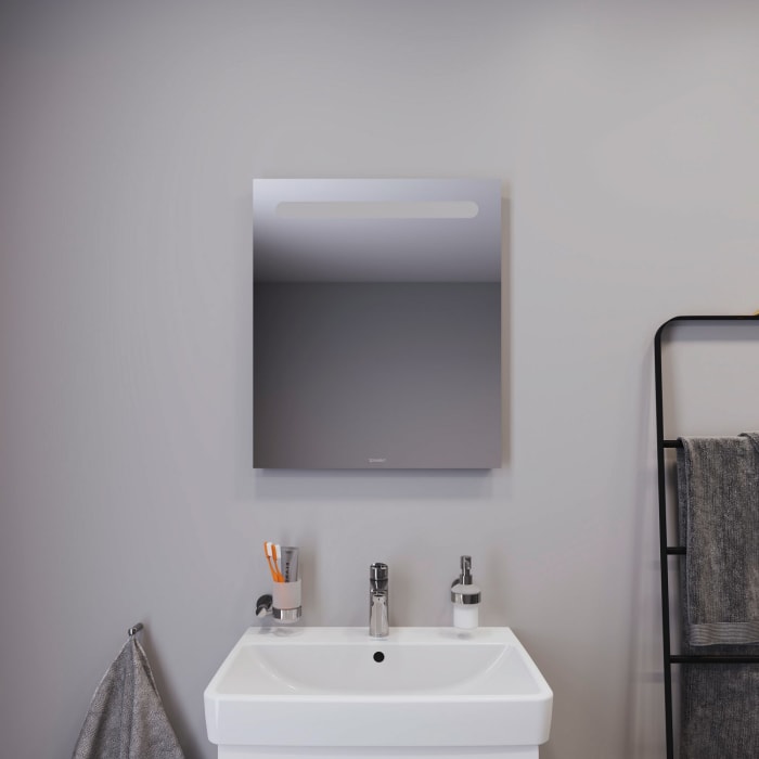 Duravit No. 1 Badezimmerspiegel mit LED Beleuchtung in Weiß Matt, 60 x 70 cm