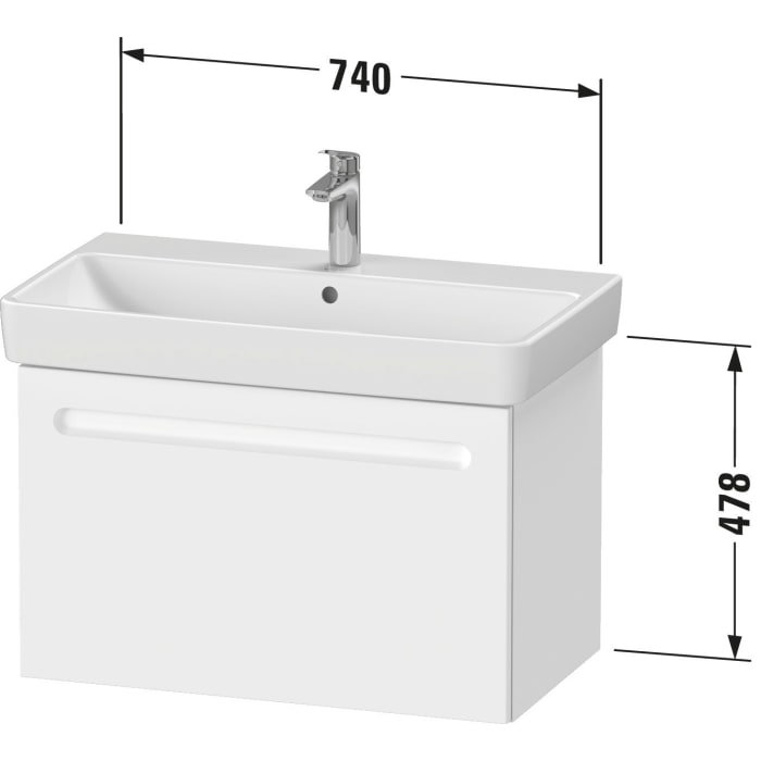 Duravit No. 1 Waschtischunterbau 74 cm, 1 Auszug und 1 Innenauszug