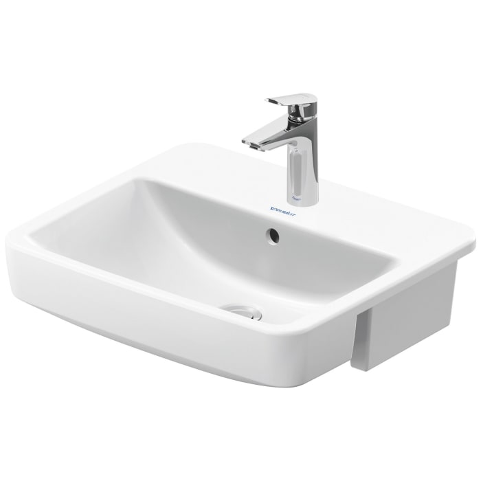 Duravit No. 1 Halbeinbauwaschtisch 55 cm, mit 1 Hahnloch und Überlauf