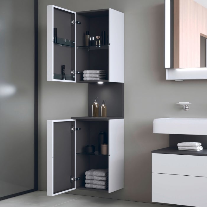 Duravit Qatego Hochschrank 40 x 176 cm, 2 Türen Anschlag links, mit LED Beleuchtung