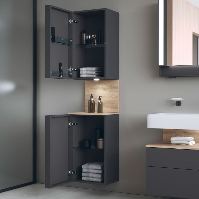 Duravit Qatego Hochschrank 40 x 176 cm, 2 Türen Anschlag links, mit LED Beleuchtung