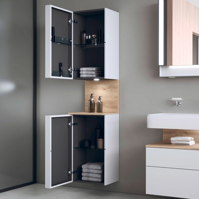 Duravit Qatego Hochschrank 40 x 176 cm, 2 Türen Anschlag links, mit LED Beleuchtung