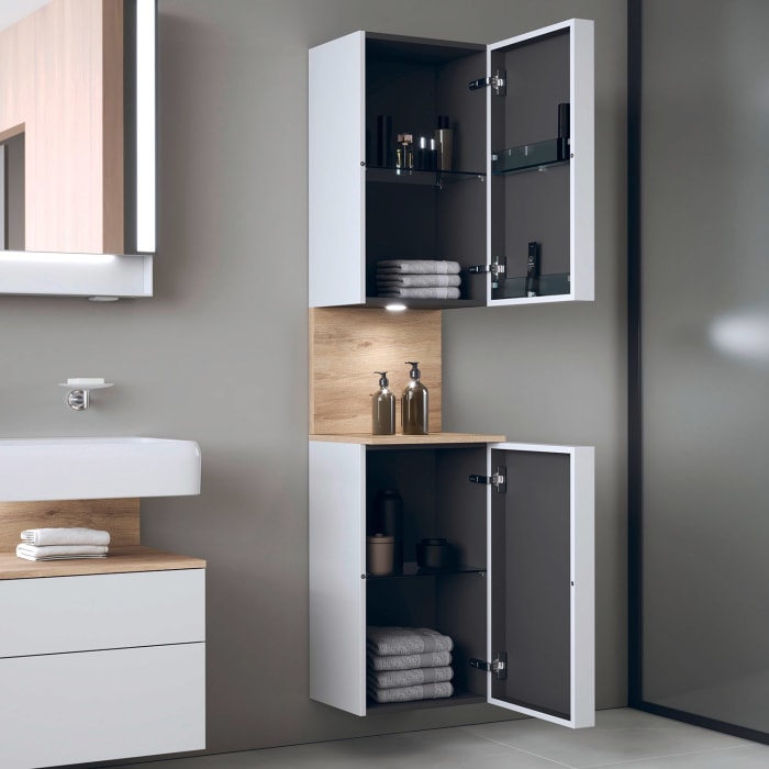 Duravit Qatego Hochschrank 40 x 176 cm, 2 Türen Anschlag rechts, mit LED Beleuchtung