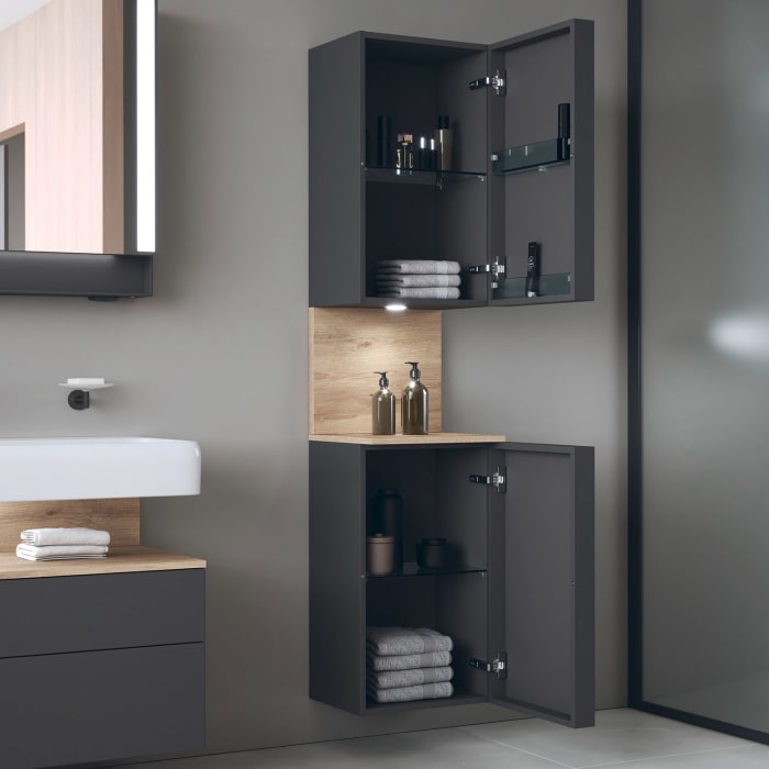 Duravit Qatego Hochschrank 40 x 176 cm, 2 Türen Anschlag rechts, mit LED Beleuchtung