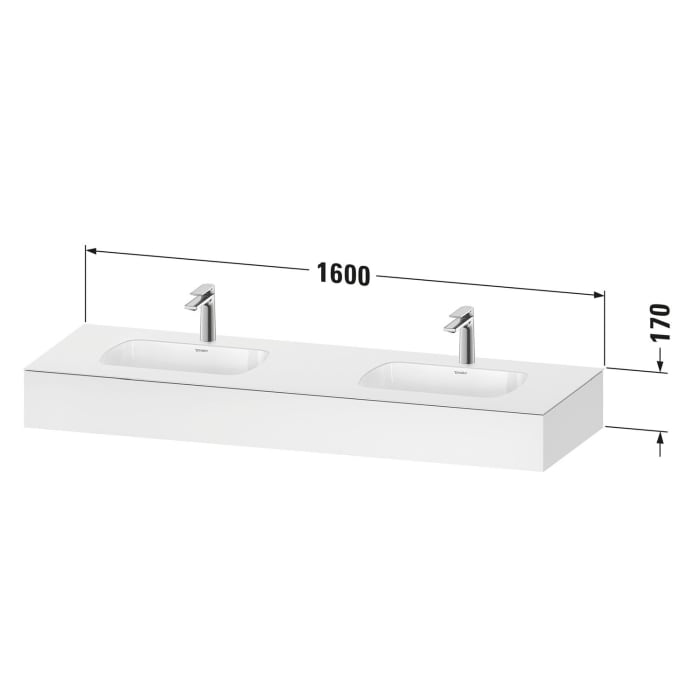 Duravit Qatego Einbauwaschtisch links und rechts mit Konsole 160 x 55 cm