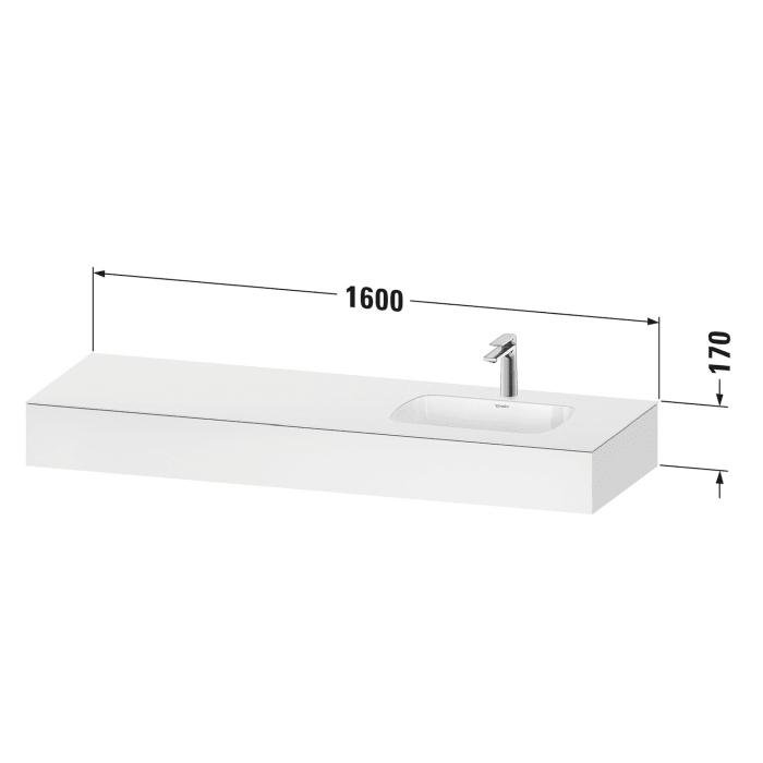 Duravit Qatego Einbauwaschtisch rechts mit Konsole 160 x 55 cm