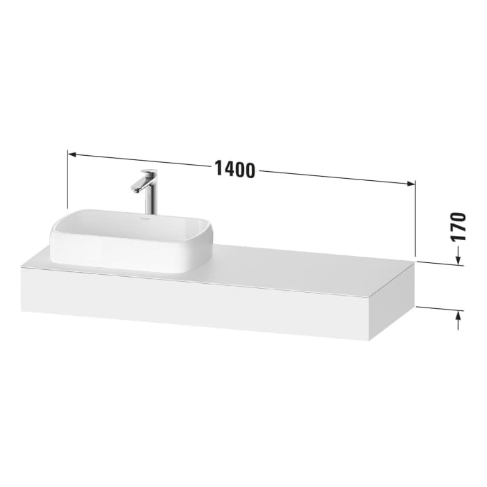 Duravit Qatego Konsolen mit Ausschnitt links 140 x 55 cm