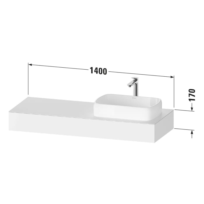 Duravit Qatego Konsolen mit Ausschnitt rechts 140 x 55 cm