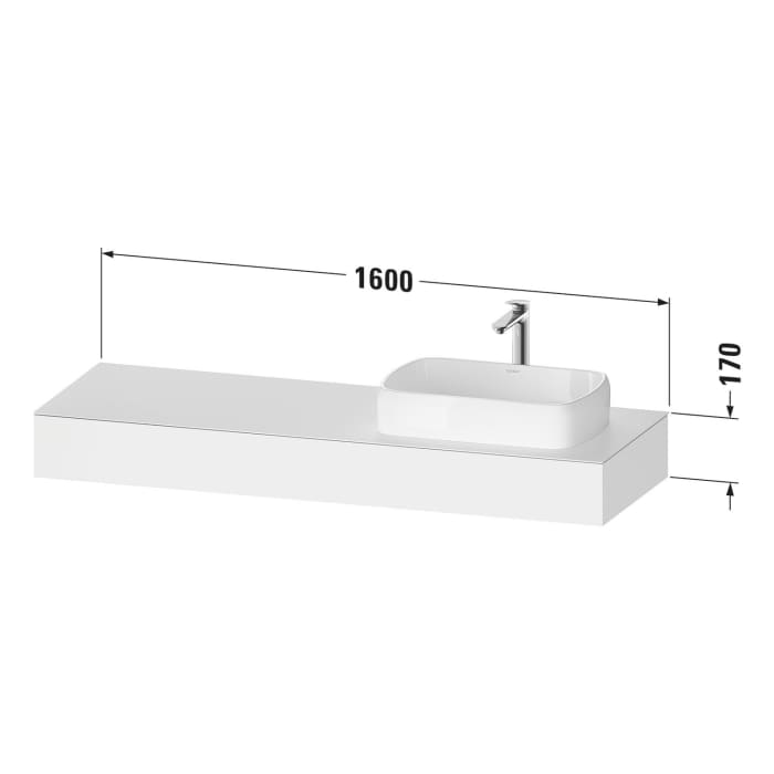 Duravit Qatego Konsolen mit Ausschnitt rechts 160 x 55 cm