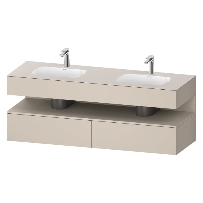 Duravit Qatego Einbauwaschtisch links und rechts mit Konsolenwaschtischunterbau 160 x 60 cm, 1 Auszug