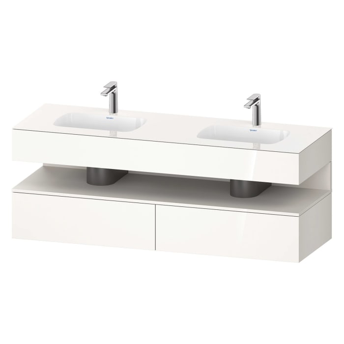 Duravit Qatego Einbauwaschtisch links und rechts mit Konsolenwaschtischunterbau 160 x 60 cm, 1 Auszug, mit LED Beleuchtung