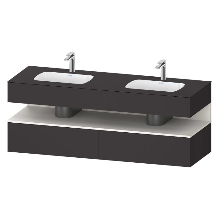 Duravit Qatego Einbauwaschtisch links und rechts mit Konsolenwaschtischunterbau 160 x 60 cm, 1 Auszug, mit LED Beleuchtung
