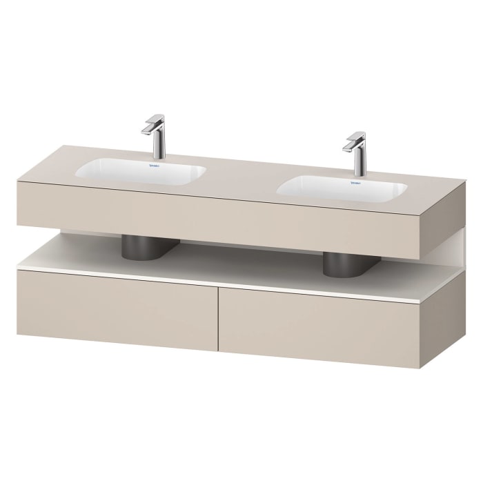 Duravit Qatego Einbauwaschtisch links und rechts mit Konsolenwaschtischunterbau 160 x 60 cm, 1 Auszug, mit LED Beleuchtung