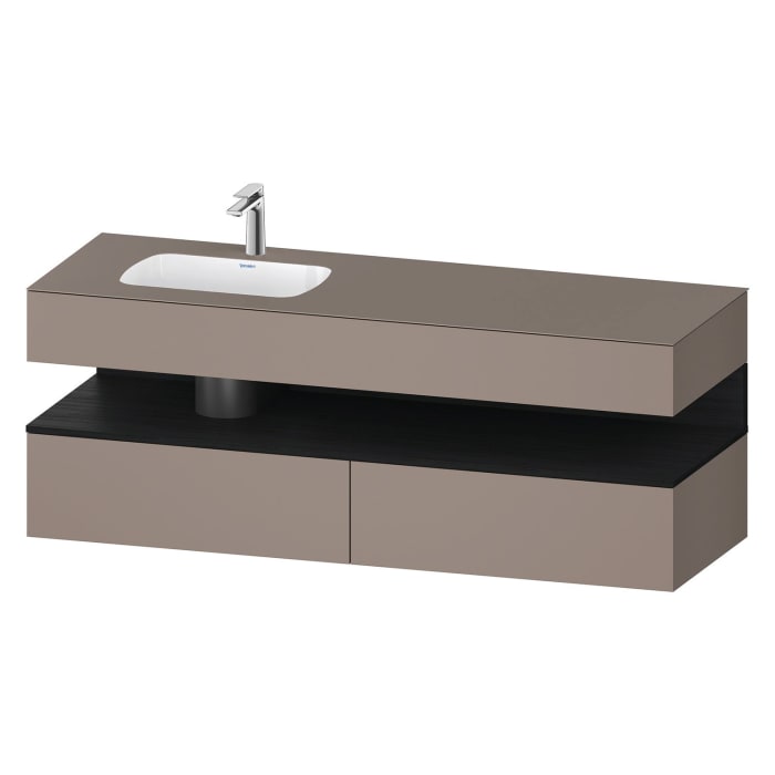 Duravit Qatego Einbauwaschtisch links mit Konsolenwaschtischunterbau 160 x 60 cm, 1 Auszug