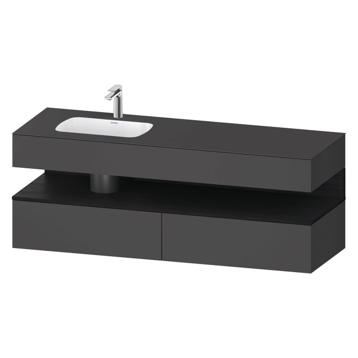 Duravit Qatego Einbauwaschtisch links mit Konsolenwaschtischunterbau 160 x 60 cm, 1 Auszug