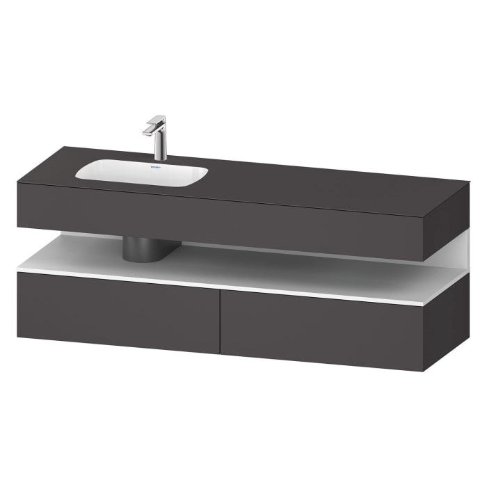 Duravit Qatego Einbauwaschtisch links mit Konsolenwaschtischunterbau 160 x 60 cm, 1 Auszug, mit LED Beleuchtung