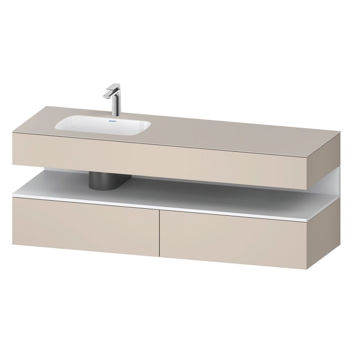 Duravit Qatego Einbauwaschtisch links mit Konsolenwaschtischunterbau 160 x 60 cm, 1 Auszug