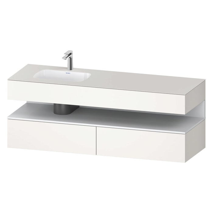 Duravit Qatego Einbauwaschtisch links mit Konsolenwaschtischunterbau 160 x 60 cm, 1 Auszug