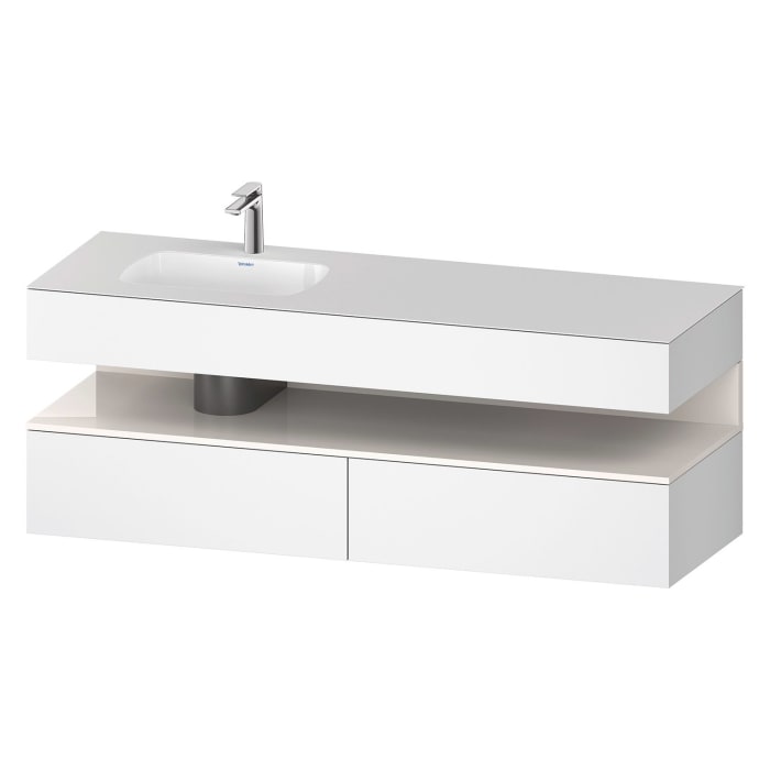 Duravit Qatego Einbauwaschtisch links mit Konsolenwaschtischunterbau 160 x 60 cm, 1 Auszug