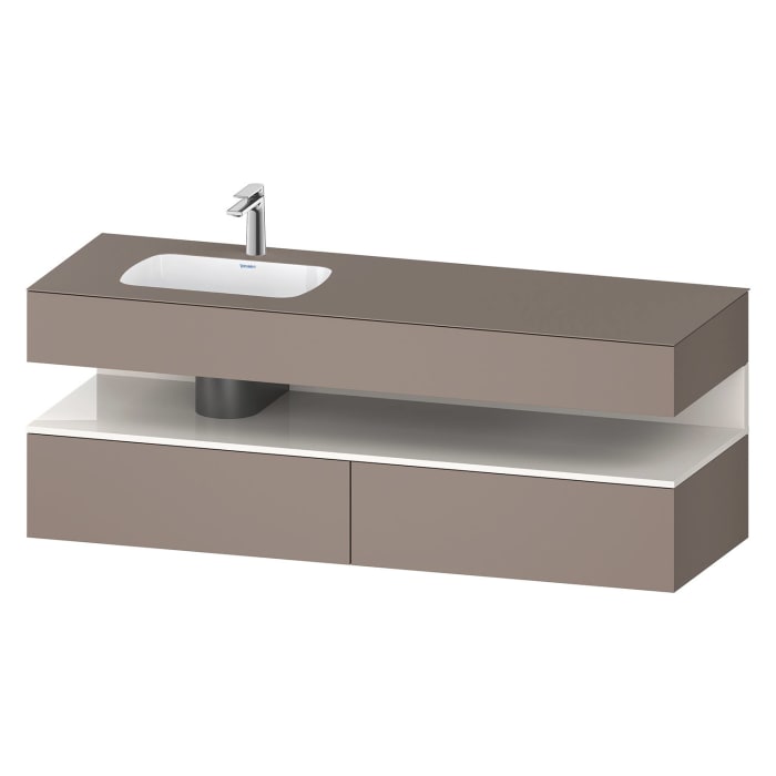Duravit Qatego Einbauwaschtisch links mit Konsolenwaschtischunterbau 160 x 60 cm, 1 Auszug, mit LED Beleuchtung