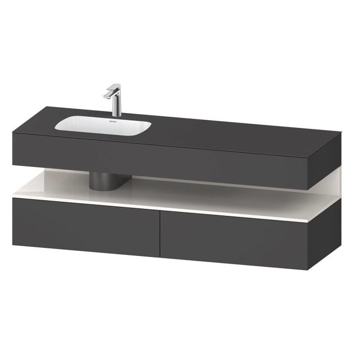 Duravit Qatego Einbauwaschtisch links mit Konsolenwaschtischunterbau 160 x 60 cm, 1 Auszug, mit LED Beleuchtung