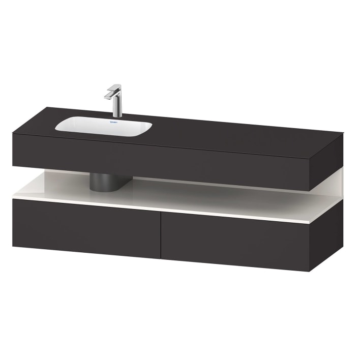 Duravit Qatego Einbauwaschtisch links mit Konsolenwaschtischunterbau 160 x 60 cm, 1 Auszug