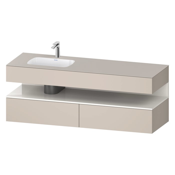 Duravit Qatego Einbauwaschtisch links mit Konsolenwaschtischunterbau 160 x 60 cm, 1 Auszug