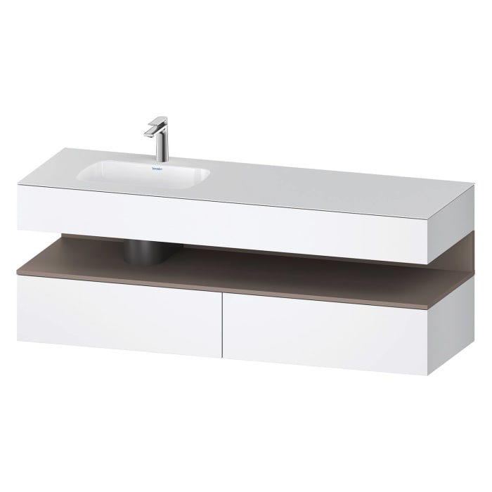 Duravit Qatego Einbauwaschtisch links mit Konsolenwaschtischunterbau 160 x 60 cm, 1 Auszug