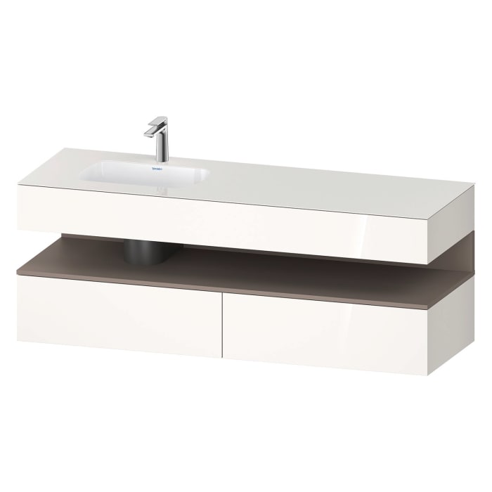 Duravit Qatego Einbauwaschtisch links mit Konsolenwaschtischunterbau 160 x 60 cm, 1 Auszug, mit LED Beleuchtung