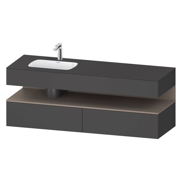 Duravit Qatego Einbauwaschtisch links mit Konsolenwaschtischunterbau 160 x 60 cm, 1 Auszug, mit LED Beleuchtung