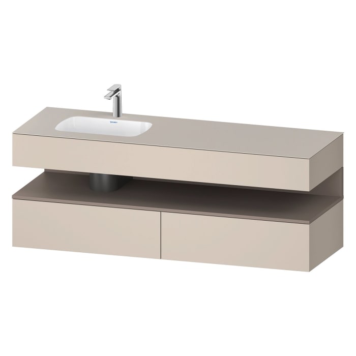Duravit Qatego Einbauwaschtisch links mit Konsolenwaschtischunterbau 160 x 60 cm, 1 Auszug, mit LED Beleuchtung
