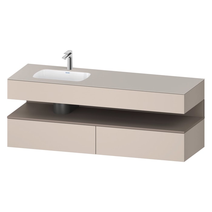 Duravit Qatego Einbauwaschtisch links mit Konsolenwaschtischunterbau 160 x 60 cm, 1 Auszug