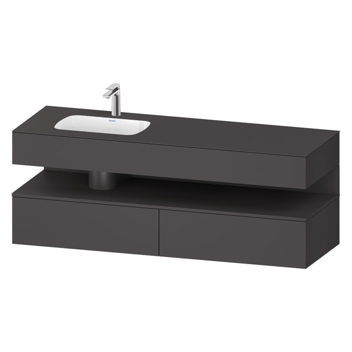 Duravit Qatego Einbauwaschtisch links mit Konsolenwaschtischunterbau 160 x 60 cm, 1 Auszug, mit LED Beleuchtung