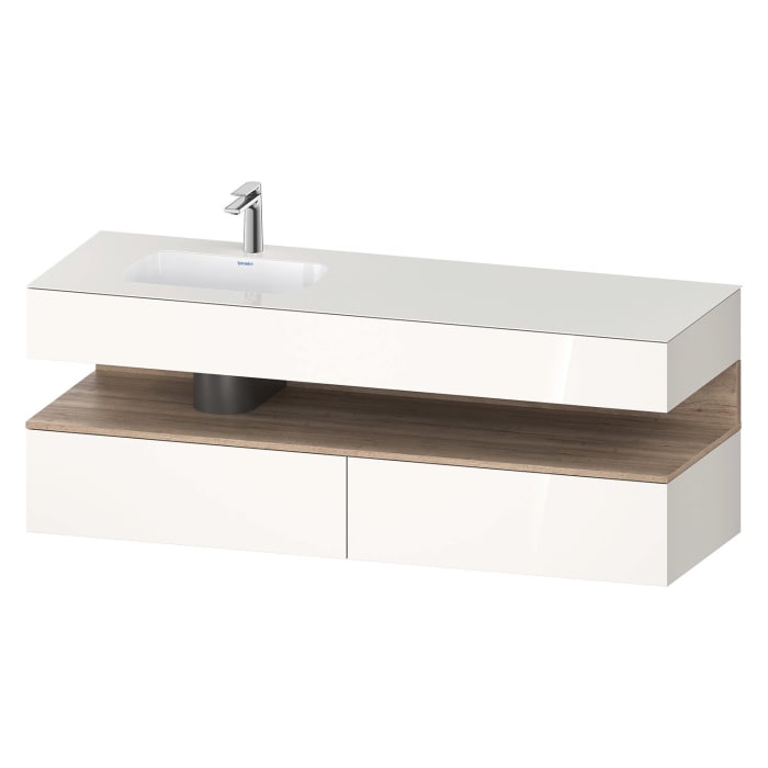 Duravit Qatego Einbauwaschtisch links mit Konsolenwaschtischunterbau 160 x 60 cm, 1 Auszug