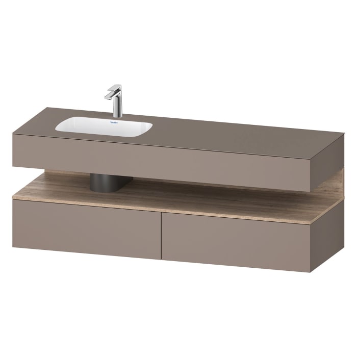 Duravit Qatego Einbauwaschtisch links mit Konsolenwaschtischunterbau 160 x 60 cm, 1 Auszug, mit LED Beleuchtung