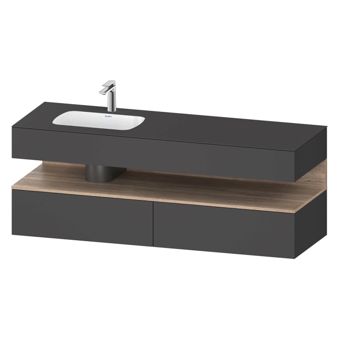 Duravit Qatego Einbauwaschtisch links mit Konsolenwaschtischunterbau 160 x 60 cm, 1 Auszug