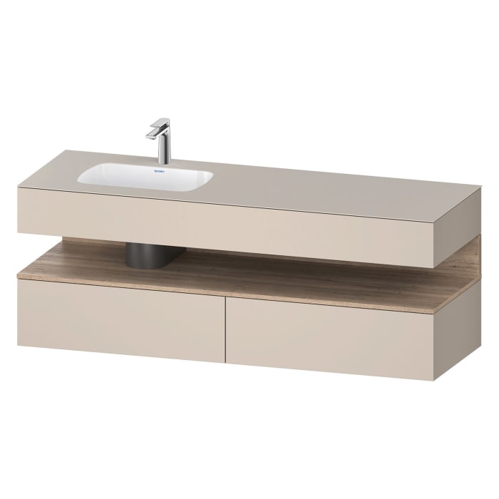 Duravit Qatego Einbauwaschtisch links mit Konsolenwaschtischunterbau 160 x 60 cm, 1 Auszug