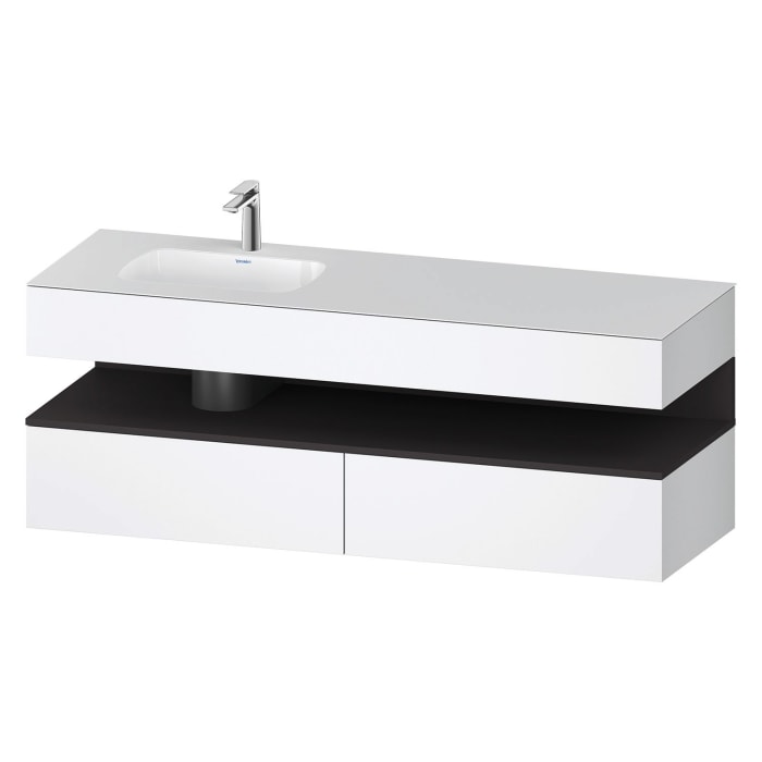 Duravit Qatego Einbauwaschtisch links mit Konsolenwaschtischunterbau 160 x 60 cm, 1 Auszug