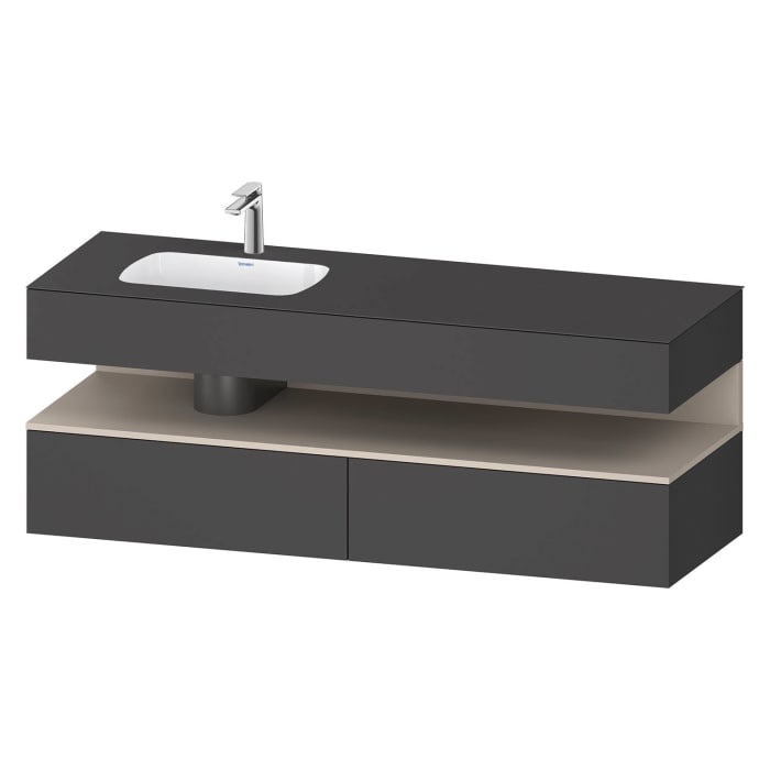 Duravit Qatego Einbauwaschtisch links mit Konsolenwaschtischunterbau 160 x 60 cm, 1 Auszug, mit LED Beleuchtung