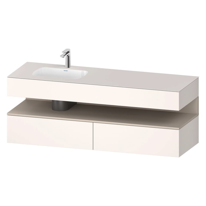 Duravit Qatego Einbauwaschtisch links mit Konsolenwaschtischunterbau 160 x 60 cm, 1 Auszug, mit LED Beleuchtung