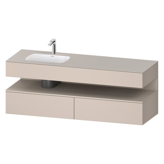 Duravit Qatego Einbauwaschtisch links mit Konsolenwaschtischunterbau 160 x 60 cm, 1 Auszug