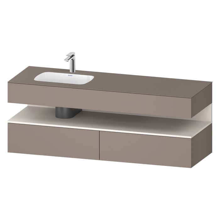 Duravit Qatego Einbauwaschtisch links mit Konsolenwaschtischunterbau 160 x 60 cm, 1 Auszug, mit LED Beleuchtung