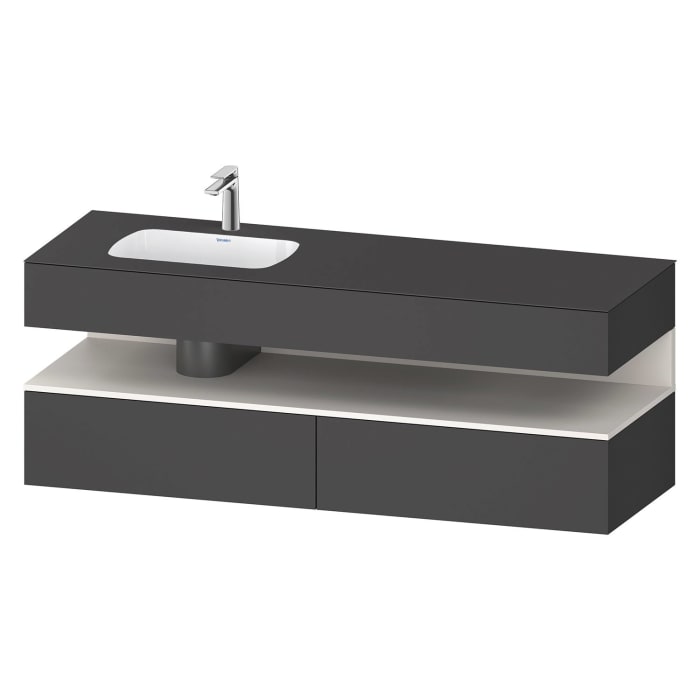 Duravit Qatego Einbauwaschtisch links mit Konsolenwaschtischunterbau 160 x 60 cm, 1 Auszug
