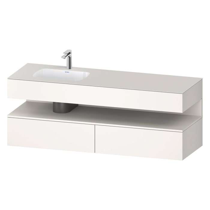 Duravit Qatego Einbauwaschtisch links mit Konsolenwaschtischunterbau 160 x 60 cm, 1 Auszug, mit LED Beleuchtung