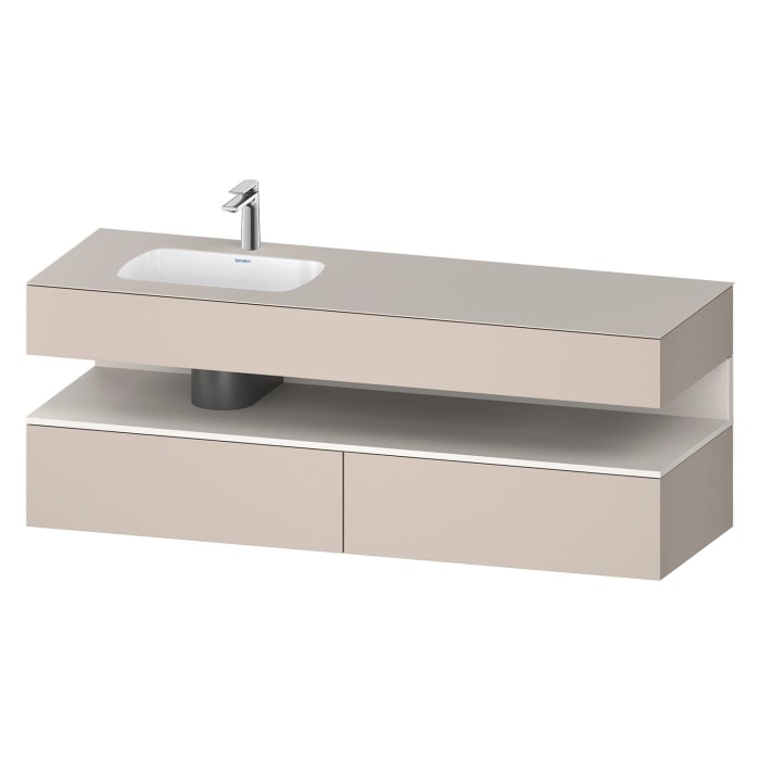 Duravit Qatego Einbauwaschtisch links mit Konsolenwaschtischunterbau 160 x 60 cm, 1 Auszug
