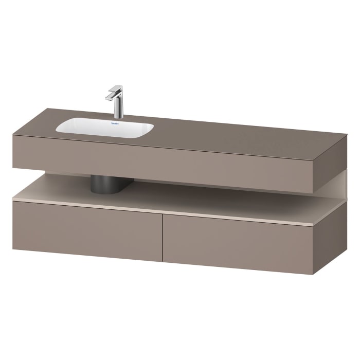 Duravit Qatego Einbauwaschtisch links mit Konsolenwaschtischunterbau 160 x 60 cm, 1 Auszug, mit LED Beleuchtung