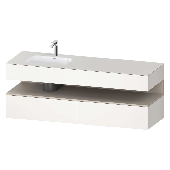 Duravit Qatego Einbauwaschtisch links mit Konsolenwaschtischunterbau 160 x 60 cm, 1 Auszug, mit LED Beleuchtung